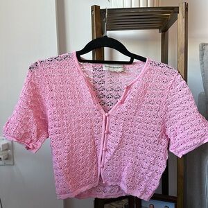 Finders Keepers Pink Knit Cardigan